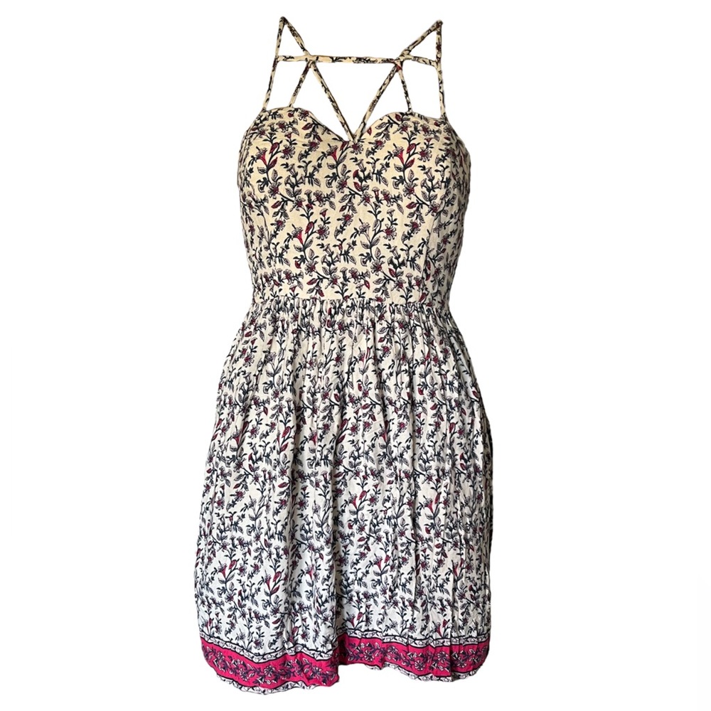 Forever 21 Contemporary - Cream Cottage Caged Floral Dress - Small